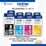 Brother Original Genuine Ink Refill Bottles BTD100 Black/Cyan/Magenta/Yellow for CP-T220 / DCP-T430W
