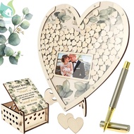 Wooden Wedding Guest Book Heart Shaped Guest Book Wedding Reception Personalized Nuptial Attendee Bo
