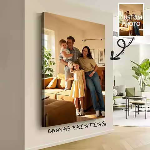 1 pc Customized Photo Poster With DlY Wood Frame frameless poster,Custom PrintYour photo on Canvas,G