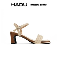 7P MINI ARES Square Heel Sandal with Double Ribs and Horizontal Straps HADU M7156 High Quality Pu Le