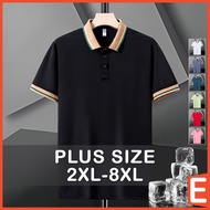 [2XL-8XL] Plus Size Polo Shirt Men Korean Collar Short Sleeve Black White Blue Pink Red Green Tee Shirts Man Casual Loose Big Oversized Clothing