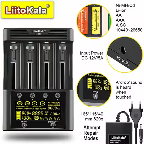 LiitoKala Lii-600 202/402/C2/PD2/PD4/D4XL 3.7V 3.85V Li ion 18650 1.2V Lii-CH2 1.5V Ni MH AA AAA Rec