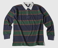 เสื้อโปโลแขนยาวลายทางสไตล์อเมริกันย้อนยุค Ivy League School สีสันสดใส ผ้าฝ้าย ทรงปกติ สำหรับผู้ชาย ฤ