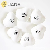 JANE Vinegar Dish, White Japanese Style Peach Heart Dish, Cute Cats Porcelain Dipping Bowl