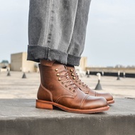 Ami Khaki American Retro Genuine Leather 8111 Overall Boots Men Casual Mid-Top Plus Size Martin Boot