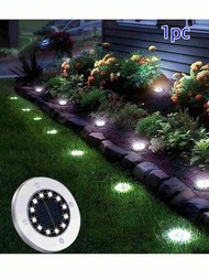 1入戶外太陽能led地面燈,防水太陽能圓盤燈,適用於人行道、花園、庭院、草坪、人行道、車道
