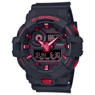 Casio G-Shock GA700BNR-1A GA-700BNR Black and Fiery Red Series Black Resin Band Men's Watch