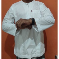 KATUN PUTIH Koko Haebah Shirt, White Zipper, Ammu Model, Spun Polyester Cotton, Comfortable To Wear