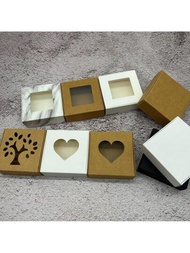 10入組手工飛行器設計禮物盒，使用牛皮紙板製成，含透明PVC窗口以展示珠寶產品