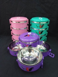 Crystal - Rantang Stainless steel Susun 4 Motif Polos Warna & Ayam Jago