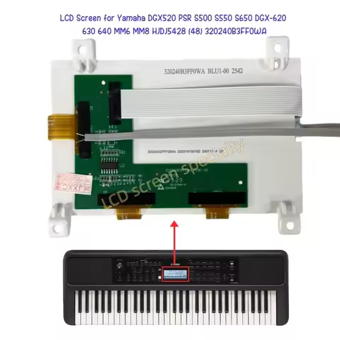 LCD Screen for Yamaha DGX520 PSR S500 S550 S650 DGX-620 630 640 MM6 MM8 HJDJ5428 (48) 320240B3FF0WA