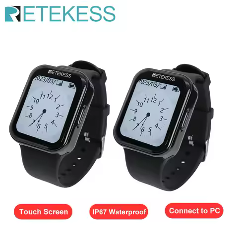 Retekess Restaurant Pager Waiter Calling System 2 Pcs TD113 Touch Screen Watch Pagers IP67 Waterproo
