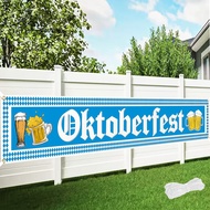 Oktoberfest Decorations, Large Oktoberfest Banner 8.2ft × 1.6ft with 19.69ft Ribbon, Double-Stitched