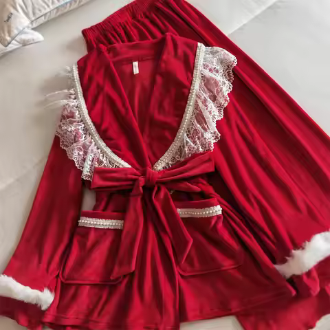 Woman Pajamas Set Autumn Warm Sleepwear For Winter Sleeping Pajamas Long Sleeve Pyjama Femme Pijama 