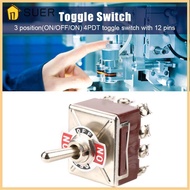 SUER ​​3 Position Switch​​, 4PDT 12 Pin Rocker Switch ON//ON Three-position Rocker Control Heavy Dut