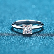Simple Elegant Princess Cut Moissanite Engagement Rings 1ct 2ct Trendy Ring in 925 Sterling Silver w