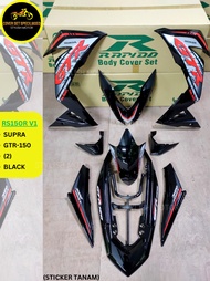(STICKER TANAM/AIRBRUSH) RAPIDO COVER SET RS150R V1 SUPRA GTR-150 (2) BLACK