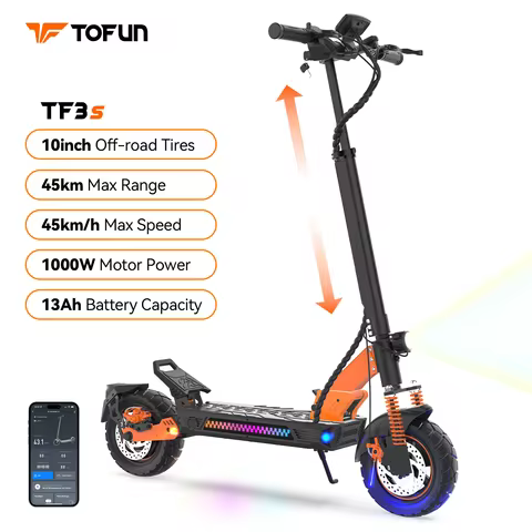 Electric Scooter TOFUN TF3S 1000W with APP speed Maxi 28MPH autonomy 35-45km 48V13Ah tires 10 inch 4