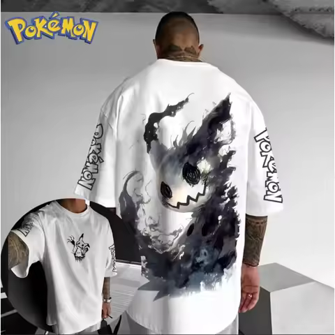 Pokemon Mimikyu Graphic T Shirt 2026 Summer Oversized Loose Fit White Cotton Short Sleeve Anime Stre