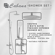 Cabana Exposed Shower Set Bathroom Stainless Steel 304 Water Heater Rain Shower Wall Hand Shower