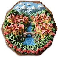 Portsmouth Fridge Magnet 3D Look - Souvenir Cityscape & Mountains, Acrylic 8 x 8 cm Deco MU L500