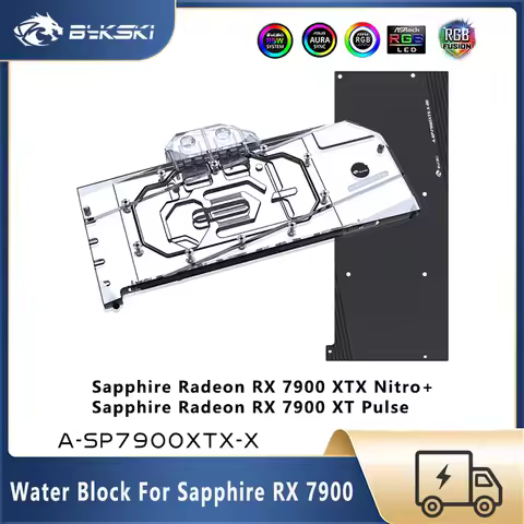 Bykski GPU Block For Sapphire Radeon RX 7900 XTX Nitro+ / XT Pulse , Video Card Water Cooler Custom 