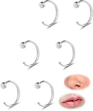 Stainless Steel Nose Ring Hoop Set for Men Women Cartilage Nose Ring Double Hoop 18G-22G Black/Gold/