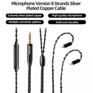 NICEHCK BlackWheat With Mic 8 Core Silver Plated Copper Cable MMCX/NX7/QDC/0.78 2Pin for DB3 EDX PRO