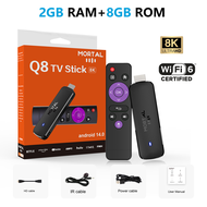 Mortal Q8 Android14 TV stick WIFI6 Voice Control TV stick 8K video Allwinner H313 Netflix YouTube T