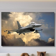 F-16 Fighter Jet Canvas Wall Art Military Plane Print