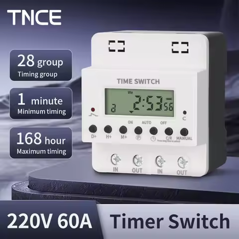 TNCE 60A Timer Switch 220V, can carry 6000~8000 watts of big power time controller, 32 groups or Wee
