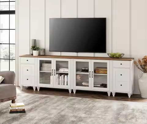 Large TV Stand for 100 Inch TV, LED TV Console Table for 85 90 95 Inch TV, Entertainment Center with
