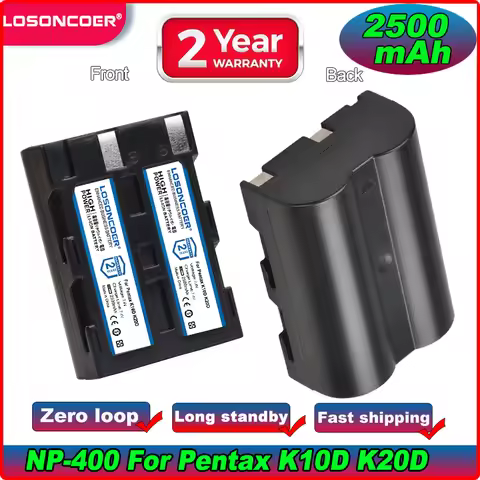 2500mAh NP-400 NP400 D-LI50 DLI50 Battery for Pentax K10D K20D, Konica Minolta DiMAGE A1, A2, Dynax 