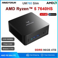 MINISFORUM UM760 Slim AMD Ryzen 5 7640HS Mini PC Windows 11 DDR5 32GB 1TB SSD WiFi 6E BT5.3 2.5G Lan