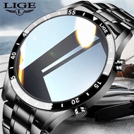 LIGE Full Circle Touch Screen Steel Band Luxury Bluetooth Call Men smart watch Waterproof Sport Activity Fitness