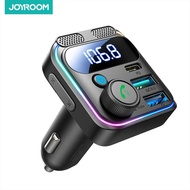 ❍ Joyroom Bluetooth 5.3 เครื่องส่งสัญญาณ FM สำหรับรถยนต์ Fast Type C Dual USB Car Charger สีสัน Ambient Light แฮนด์ฟรี Bluetooth Adapter
