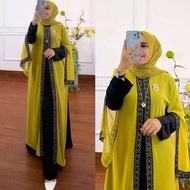 Baju Muslim Modern NISA ARABIAN ABAYA BL MOSSCRAPE MIX RENDA LD 110 CM PB 140 CM HANYA LUARAN / OUTER Model Outer Untuk Kondangan Pusat Grosir Pakaian Dewasa Terlaris BEST SELLER