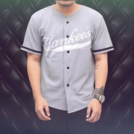 Ys baseball shirt grey black trim/men-women Baseball Jersey baseball shirt