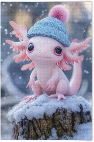 Puzzles for s 1000 Piece Cute Axolotl Christmas Winter Jigsaw Puzzles Kids Game Toys Gift Home Decor