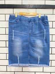 31-44 ROK jeans wanita 7/8 big size - rok jeans wanita jumbo -  rok pinggang karet - rok span pendek