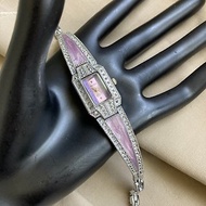 BEIKE 方形 紫色 琺瑯感 錶帶 銀色金屬錶殼 古董錶 vintage