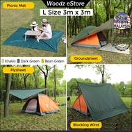 [Woodz] 3mx3m Camping Tent Tarp Picnic Mat Flysheet Waterproof Groundsheet Floor Sheet Footprint Khemah Alas Bumbung