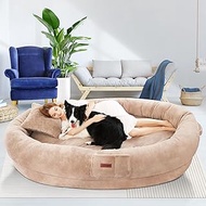 Human Dog Bed for Adult Kids, 70"x33"x12" Washable Faux Fur Human Size Dog Bed for People Doze Off, 