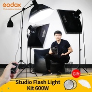 Godox 600Ws Strobe Studio Flash Light Kit 3pcs 200Ws Photographic Lighting - Strobes + Light Stands