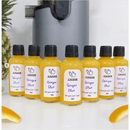 Combo glass bottle containing Ginger Shot 30ml with plastic cap for ginger shot, essential oils, sam