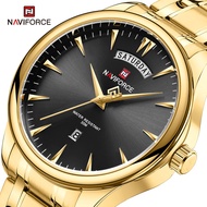 NAVIFORCE Luxury Original Gold Seiko Analog Wrist Watch For Men Quartz Steel Waterproof Dual Display Fashion Watches 9213