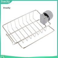 livecity|  Durable Kitchen Sink Organizer Stainless Steel Kitchen Faucet Rack Adjustable Stainless Steel Sink Organizer for Kitchen Faucet Storage Ideal for Sponges Soap Brushes
