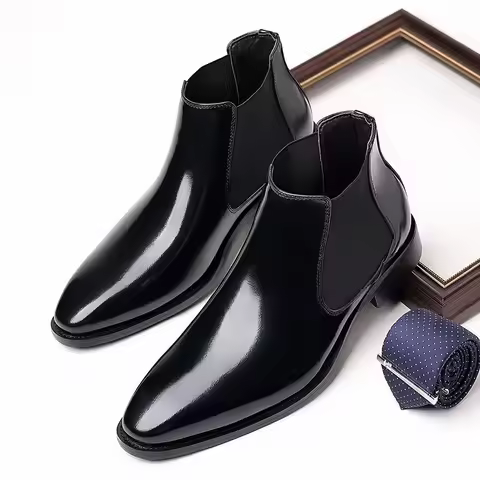 pointed toe chelsea boots man black brown dress boots leather ankle shoe for man designer luxury bot