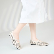 Giày Búp Bê MWC 2321 - Giày Búp Bê Lưới Phối Dây Ngang Chất Da Êm Mềm Thanh Lịch Thời Trang