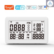 Tuya Wifi 2in1 CO Detector Multifunctional Temperature and Humidity Test Meter Household Portable Air Quality Detector 3.1-inch LCD Screen C Tolo4.29